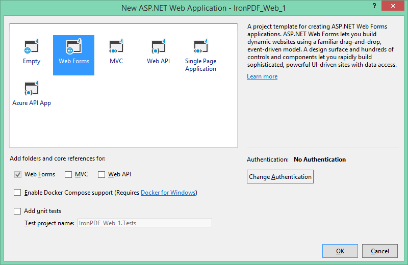 Web Form related to Create an ASP.NET Project