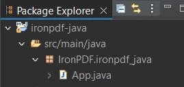 Java Print PDFs - Figure 1: Package explorer tree for ironpdf-java