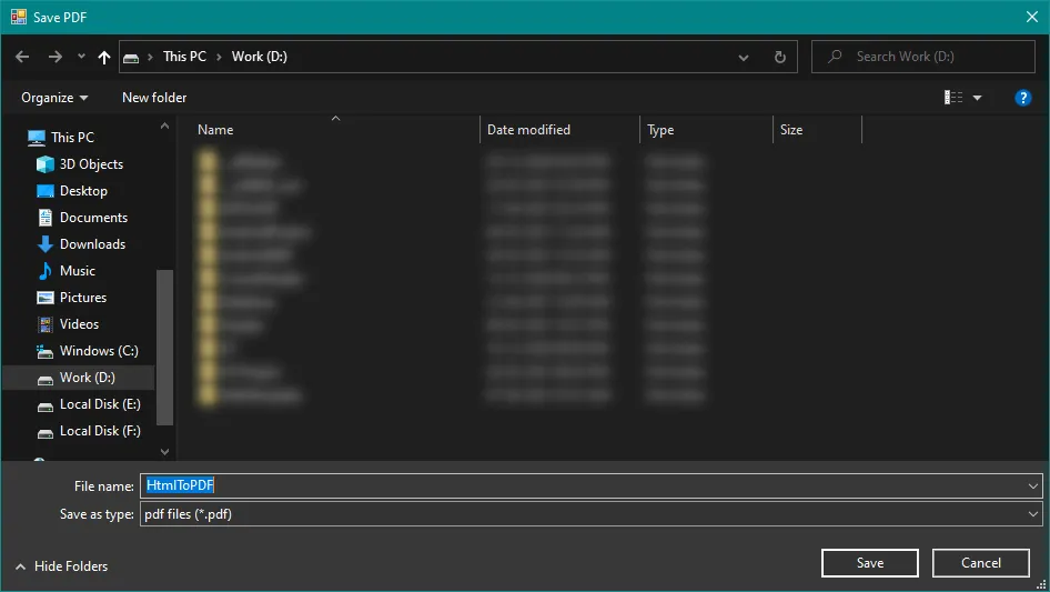 5 steps to Generate a PDF File in C# using IronPDF, Figure 12: Set Output file path & name window