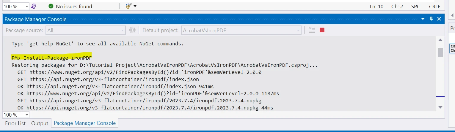 A Comparison Between Adobe Reader SDK in C# & IronPDF Figure 1