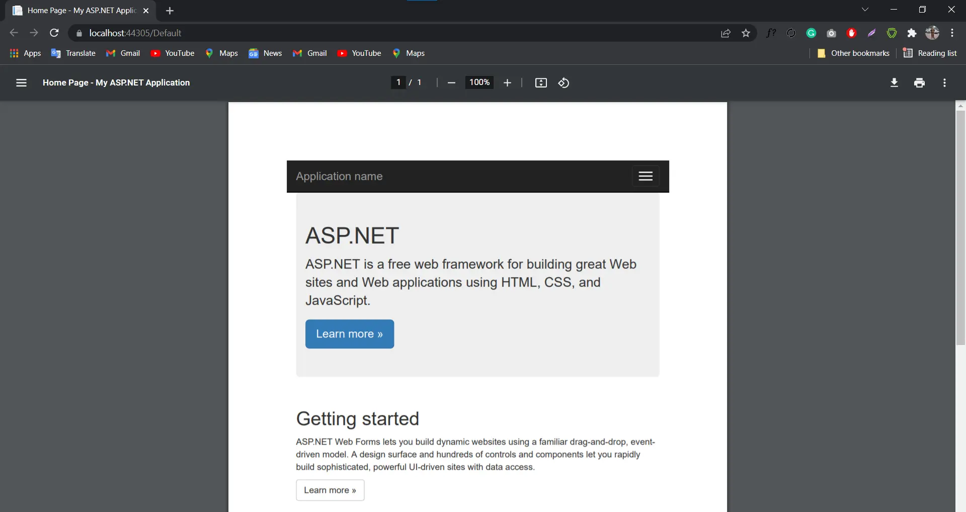 How to Display a PDF File in ASP.NET Core, Figure 7: ASPX Page to PDF