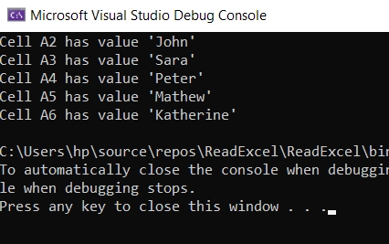 How to Create PDF in ASP .NET, Figure 3: Read Range of Cells