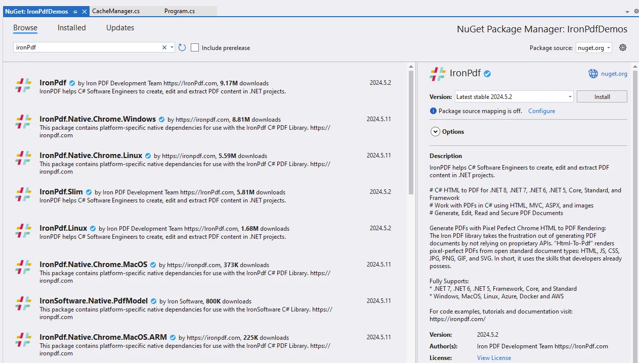 Autofac .NET 6 (How It Works For Developers): Figure 4 - Installing the necessary IronPDF package