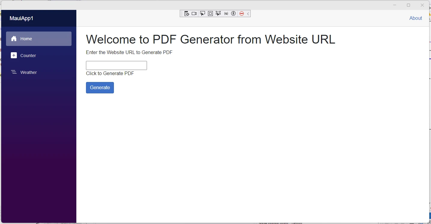 Blazor Hybrid Apps (How It Works For Developers): Figure 6 - PDF Generator UI