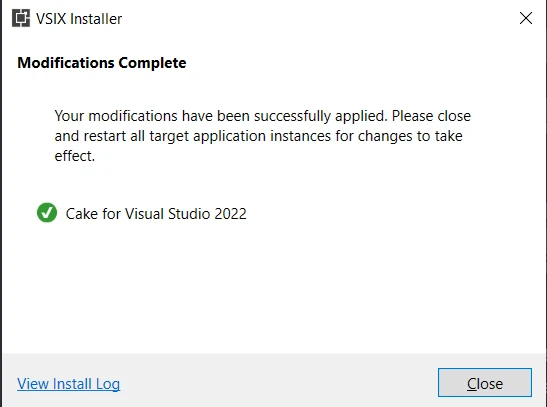 CakeBuilder .NET (How It Works For Developers): Figure 4 - Cake Extension Installation