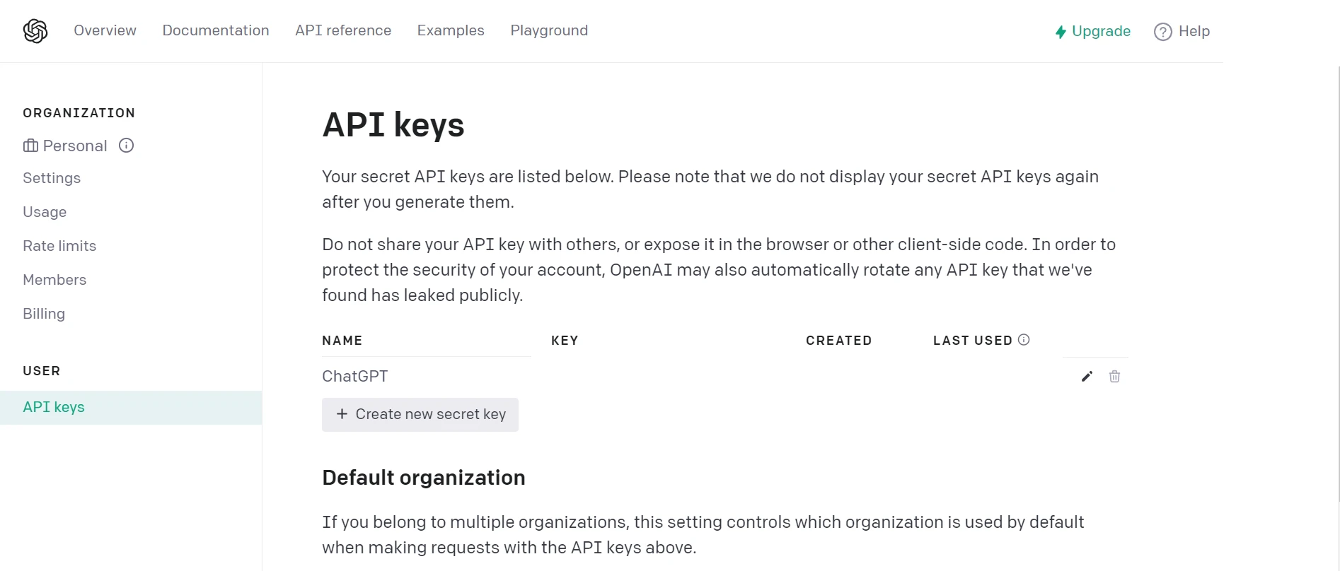 How to Use ChatGPT with IronPDF For C# Developer, Figure 2: Create API keys