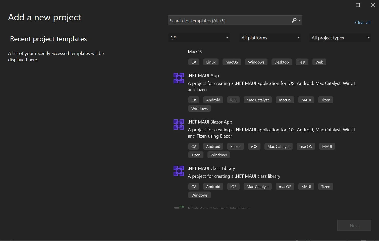 How to Use ChatGPT with IronPDF For C# Developer, Figure 3: Create a new .NET MAUI App in Visual Studio