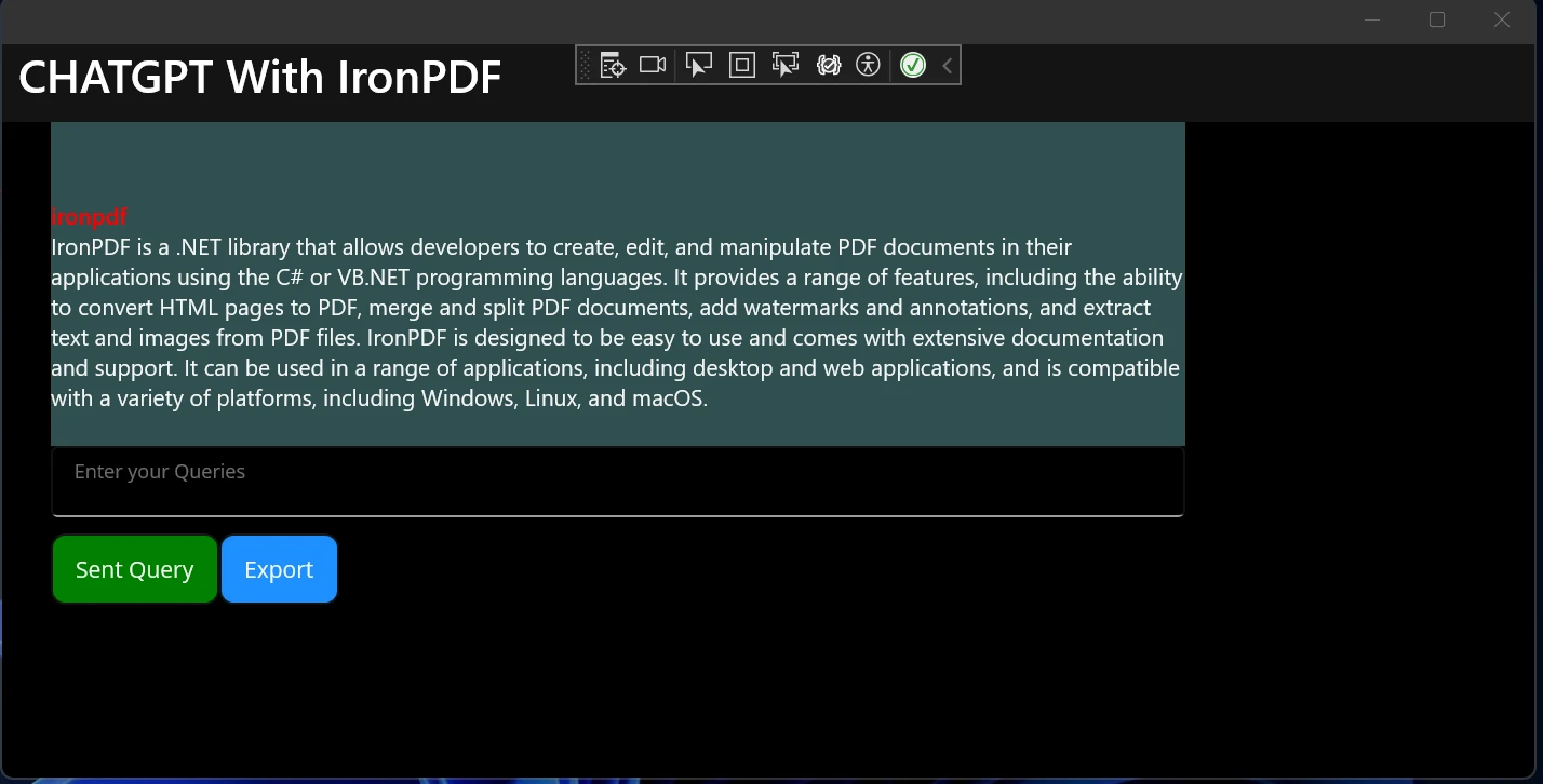 How to Use ChatGPT with IronPDF For C# Developer, Figure 7: Add text query into the application