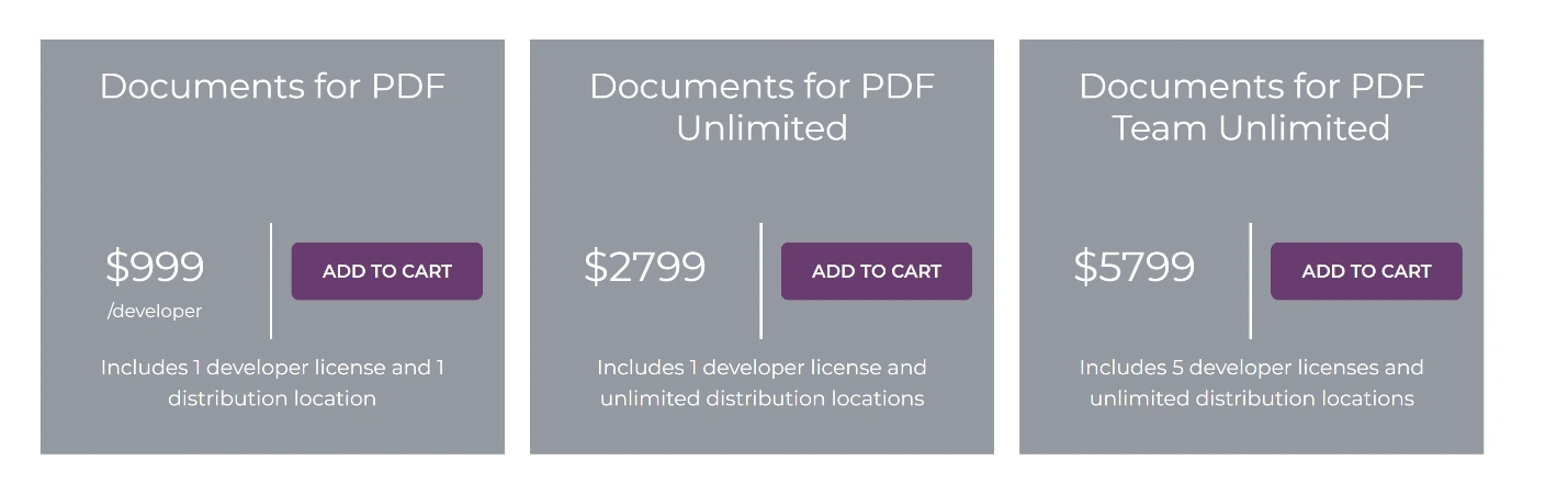 Comparison of GrapeCity PDF Packages