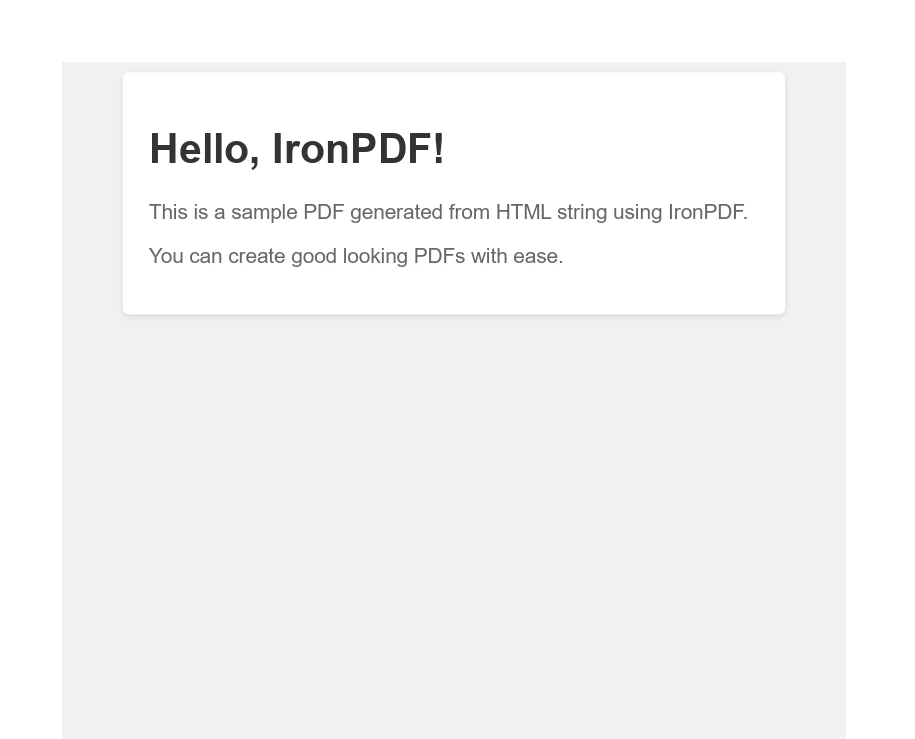 Contact Javaobject .NET (How It Works For Developers): Figure 2 - Outputted PDF from the previous code