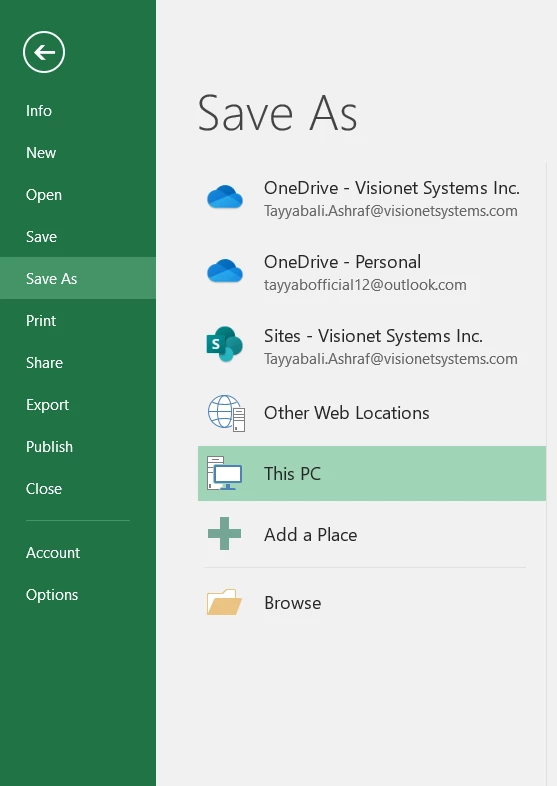 Convert Excel to PDF in C# (Step-by-Step) Tutorial, Figure 2: SaveAs Option