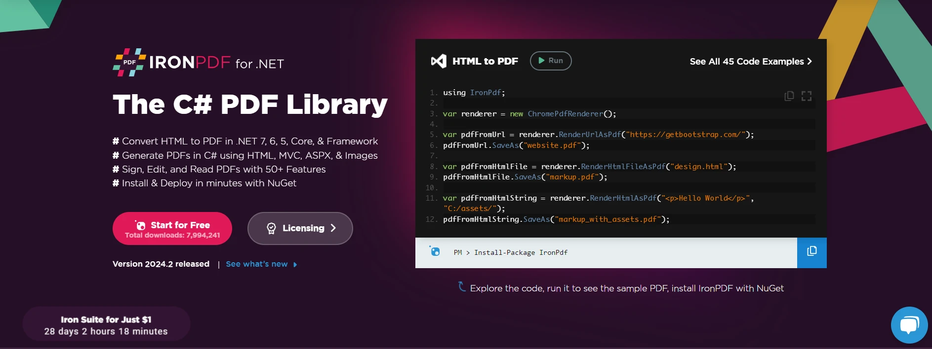 C# Array Length (How It Works For Developers): Figure 1 - IronPDF webpage