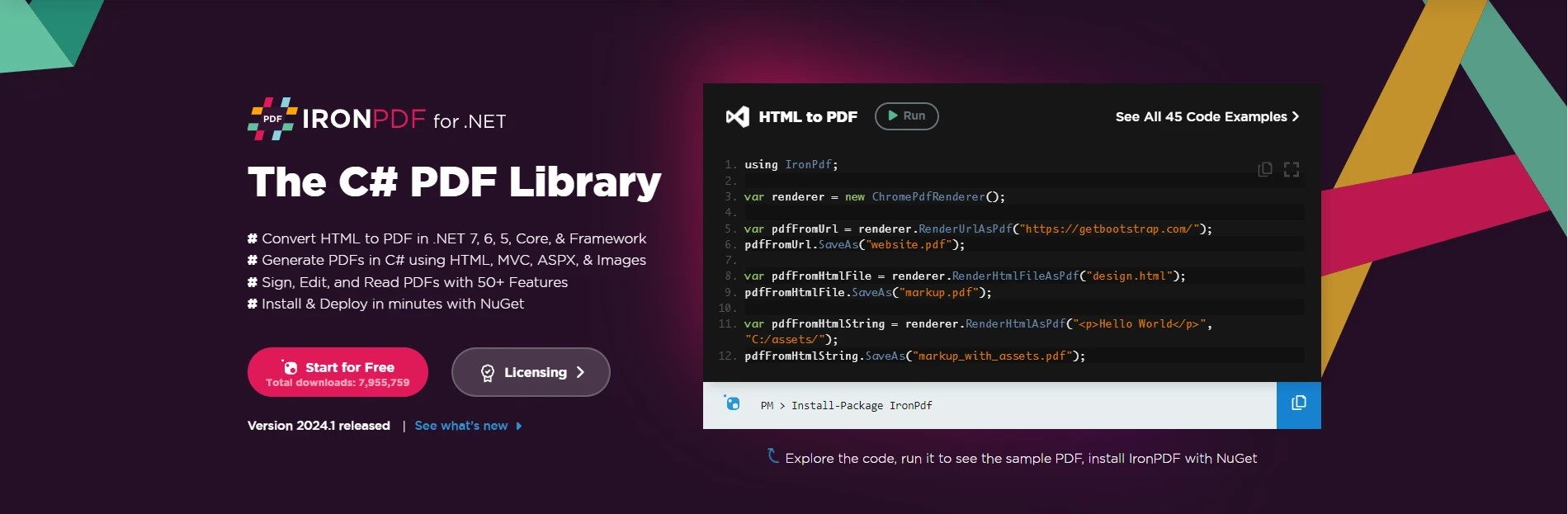 C# Attributes (How It Works For Developer): Figure 1 - IronPDF webpage