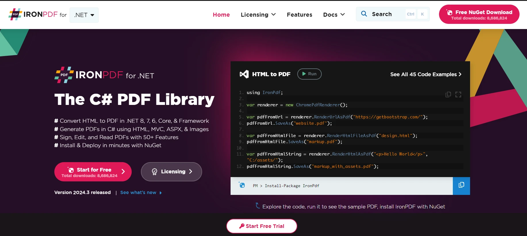 C# Devart.Data.Oracle (How It Works For Developers): Figure 2 - IronPDF homepage