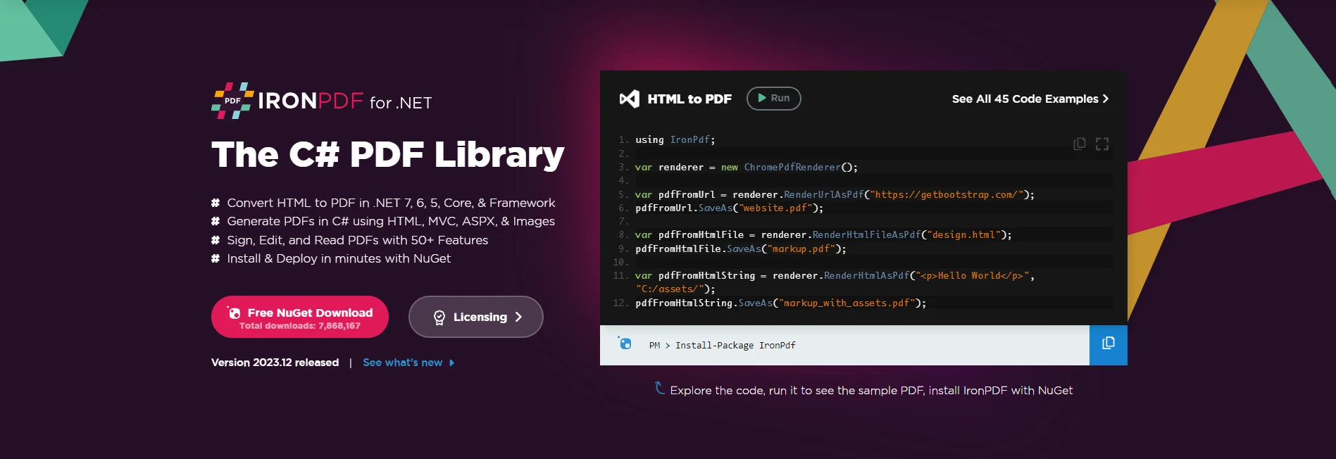 C# Double Question Mark (How It Works For Developer): Figure 1 - IronPDF webpage