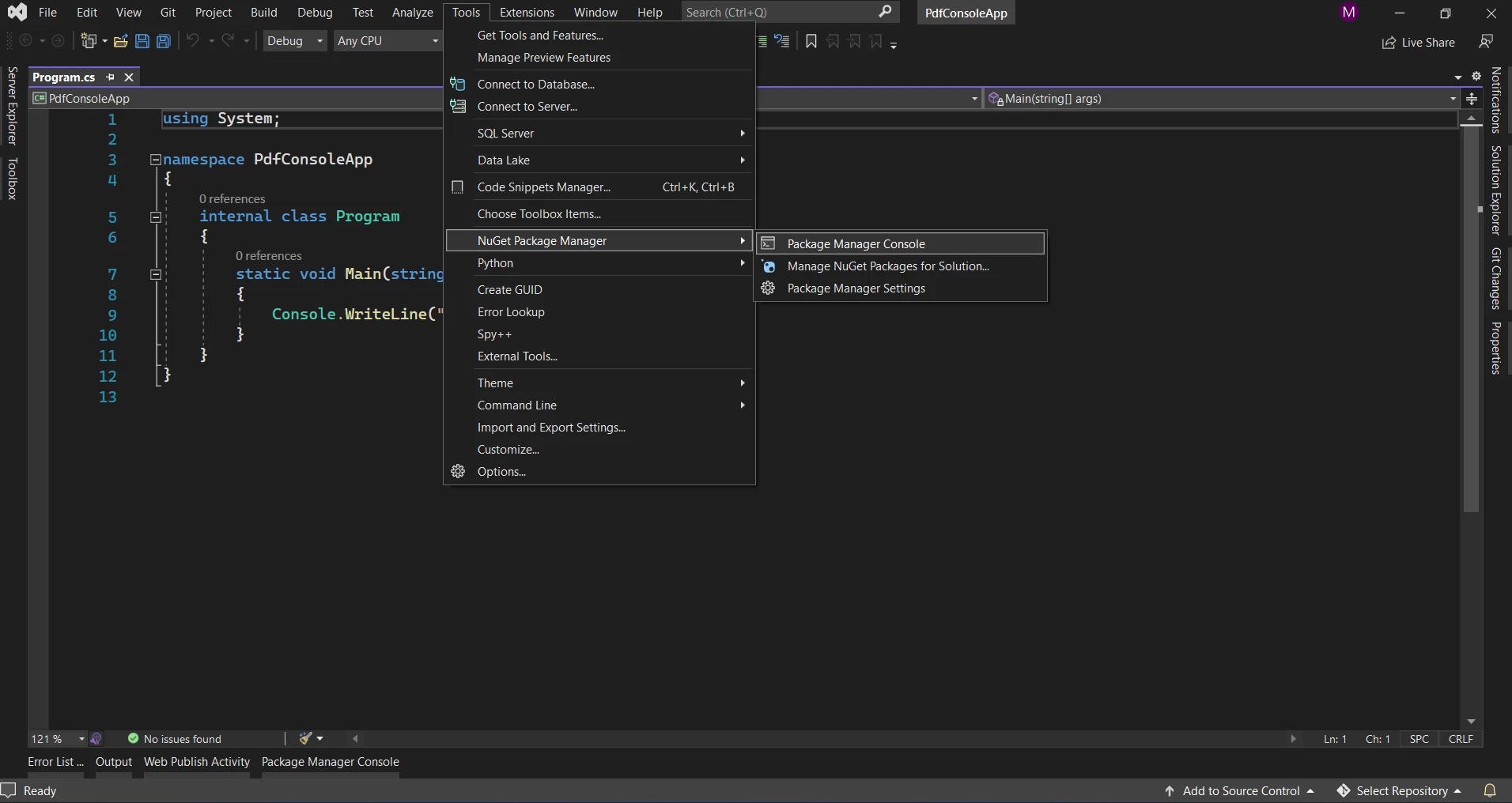 How to Generate PDF from Template in C#, Figure 2: .NET Framework Selection