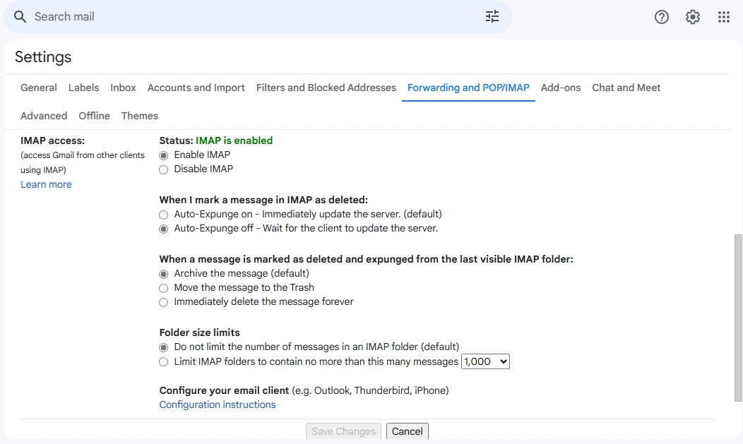 C# Imap (How It Works For Developers): Figure 1 - IMAP Settings