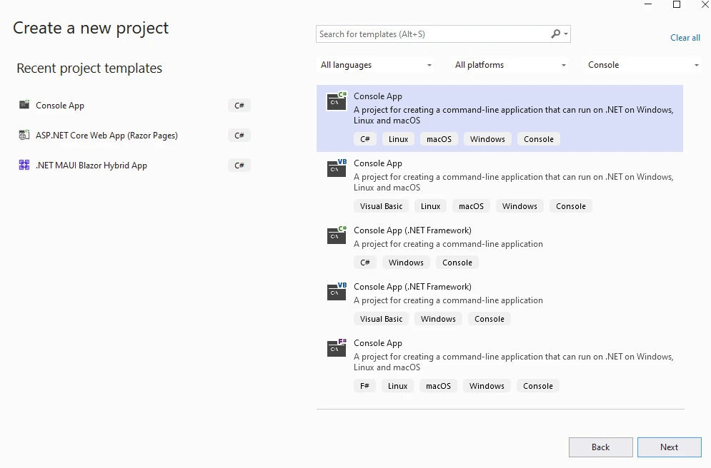 C# Linked List (How It Works For Developers): Figure 2 - New Project