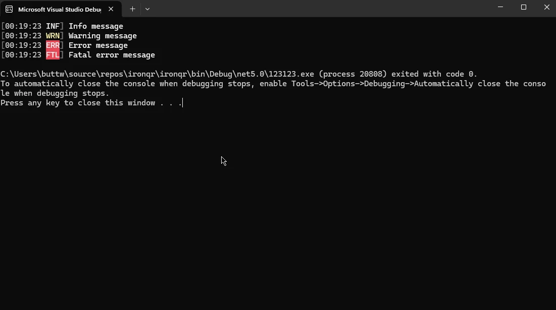 C# Log (How It Works For Developers): Figure 2 - Config File Log Output