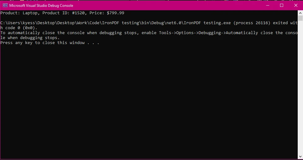 C# Named Tuples (How it Works for Developers): Figure 3 - Console Output - Named Tuple Data