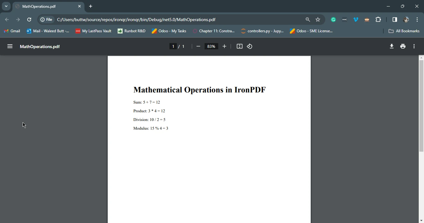 C# Operator (How It Works For Developers): Figure 2 - Outputted PDF document from the previous code