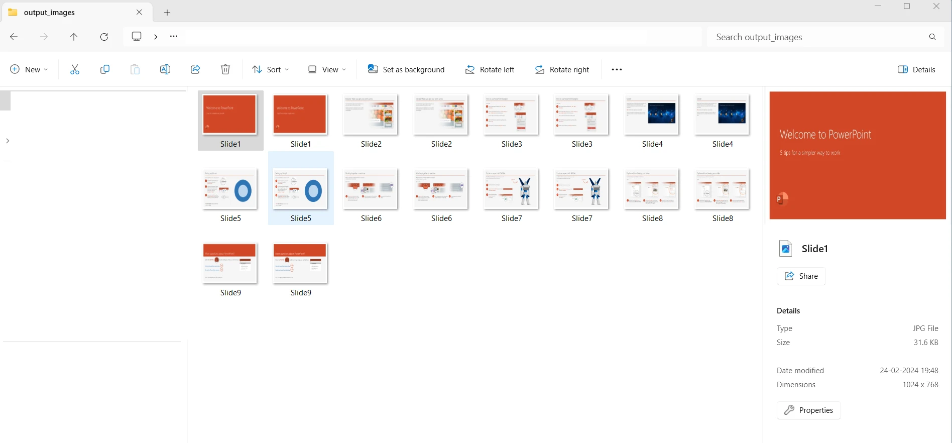 How to Use C# to Convert PowerPoint to Image: Figure 6 - Exported PowePoint slides to PNG Images output