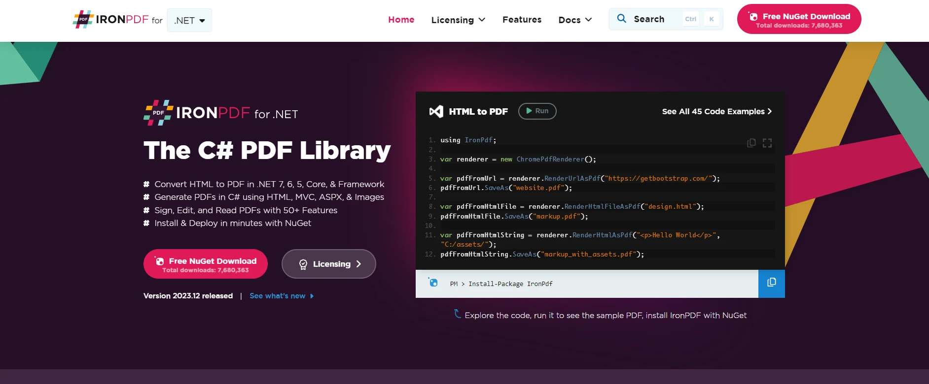 C# Protected (How it Works For Developers): Figure 1 - IronPDF for .NET webpage