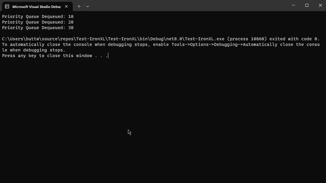 C# Queue (How it Works For Developers): Figure 2 - OUTPUT: Priority Queue