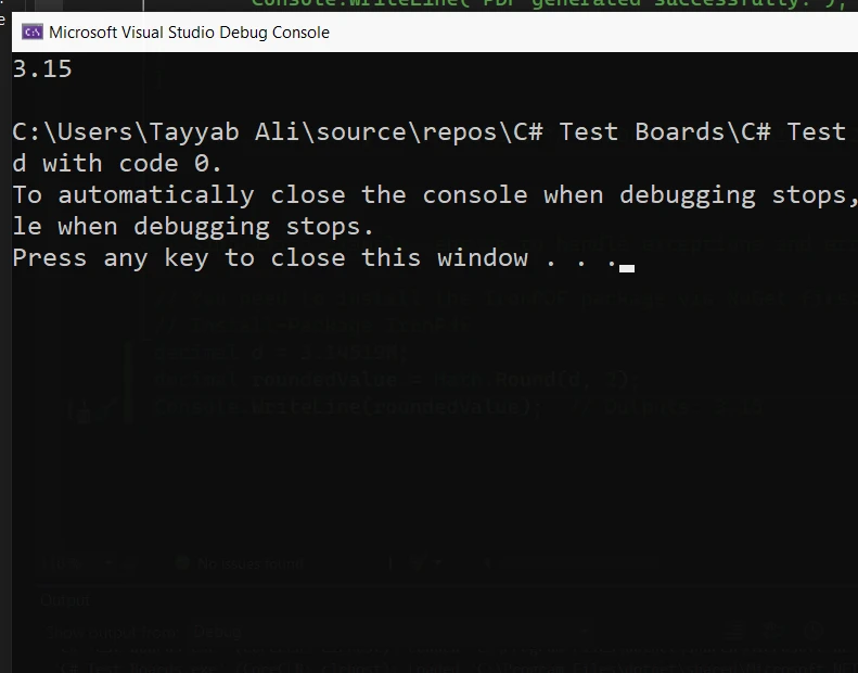 C# Round to 2 Decimal Places (How It Works For Developers): Figure 1 - Rounding to Two Decimal Places Example Output