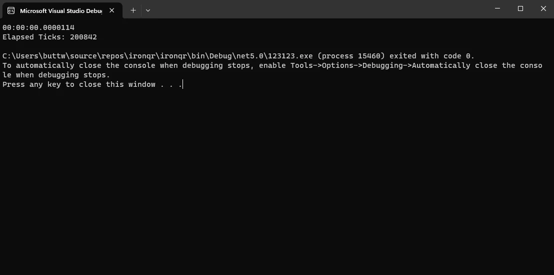 C# Stopwatch (How It Works For Developers): Figure 5 - Elapsed Ticks Output