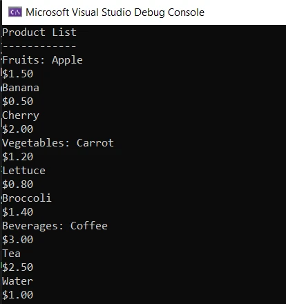 C# String Split (How it Works For Developers): Figure 3 - Program output using IronPDF to extract all text within the PDF and then splitting the extracted text using `String.Split` method with delimiters.