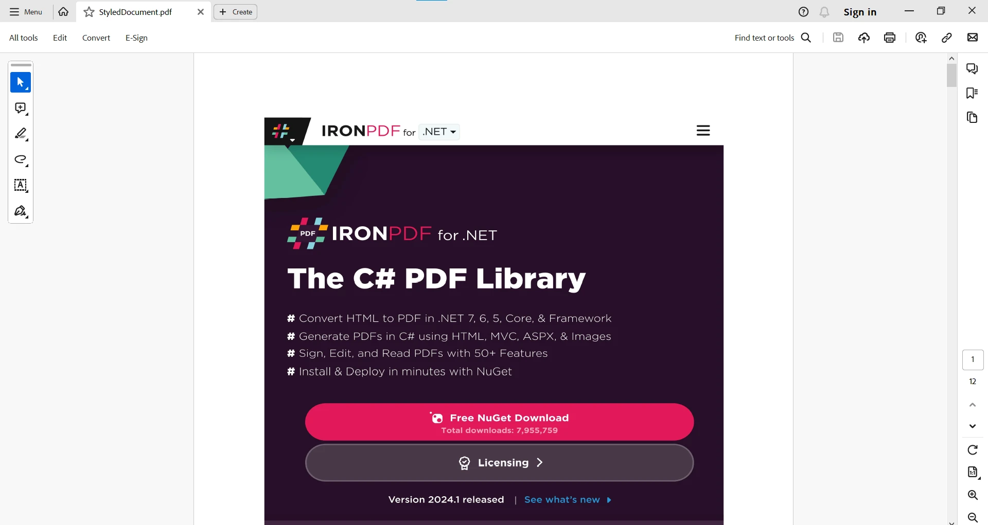 C# Ternary Operator (How It Works For Developer): Figure 2 - Outputted PDF with Screen stylesheet