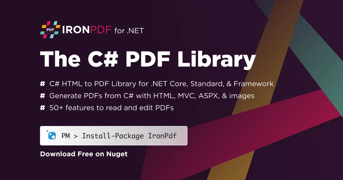 Wie man CSHTML in C# in PDF konvertiert, Abbildung 3: IronPDF for .NET