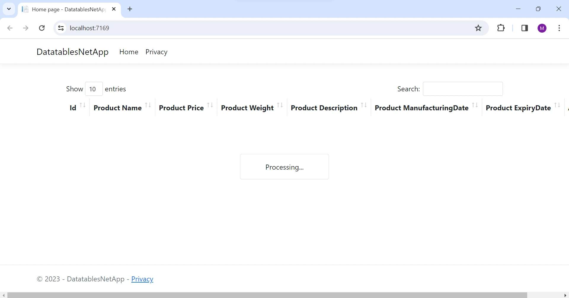 Datatables .NET (How It Works For Developer): Figure 2 - Output