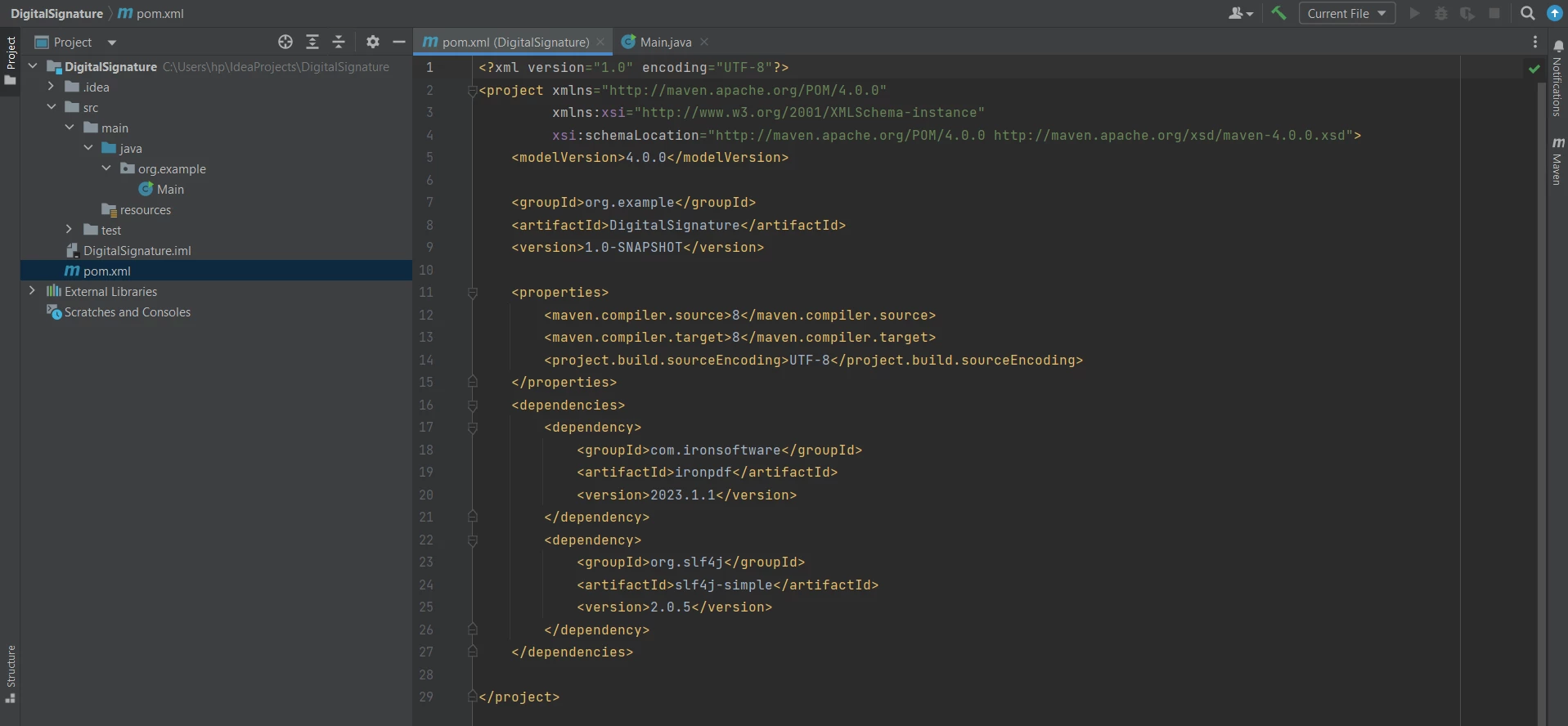 How to Add Digital Signatures to PDFs in Java, Figure 1: pom.xml file