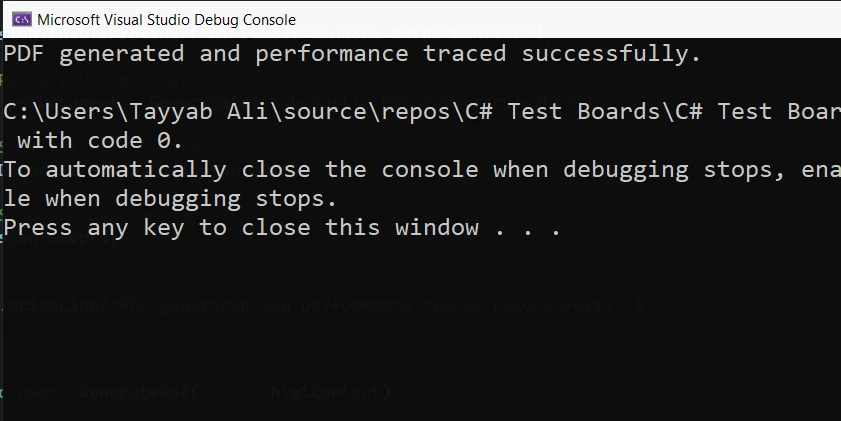 Dottrace .NET Core (How It Works For Developers): Figure 3 - Console output from the previous code example