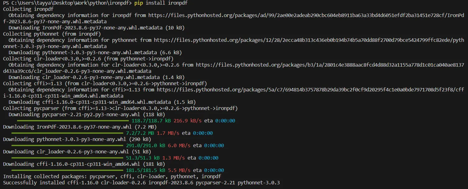 How to Extract Text From Scanned PDF in Python, Figure 2: Install the IronPDF package
