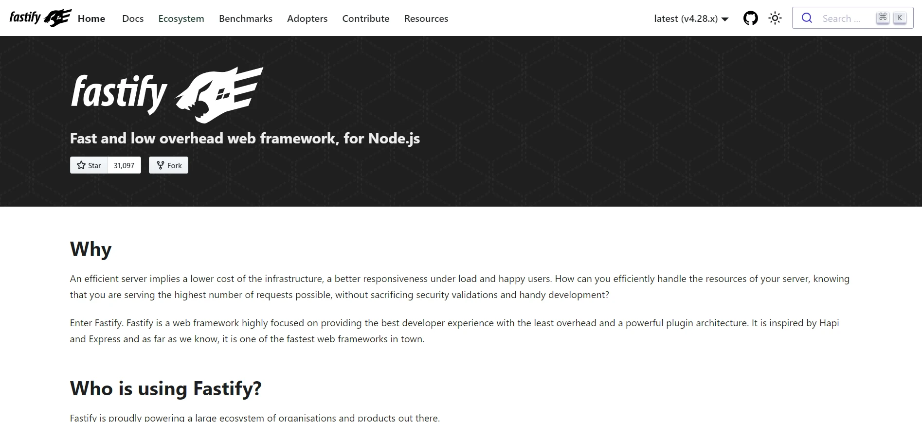 fastify npm (How It Works For Developers): Figure 1 - Fastify: Fast and low overhead web framework, for Node.js