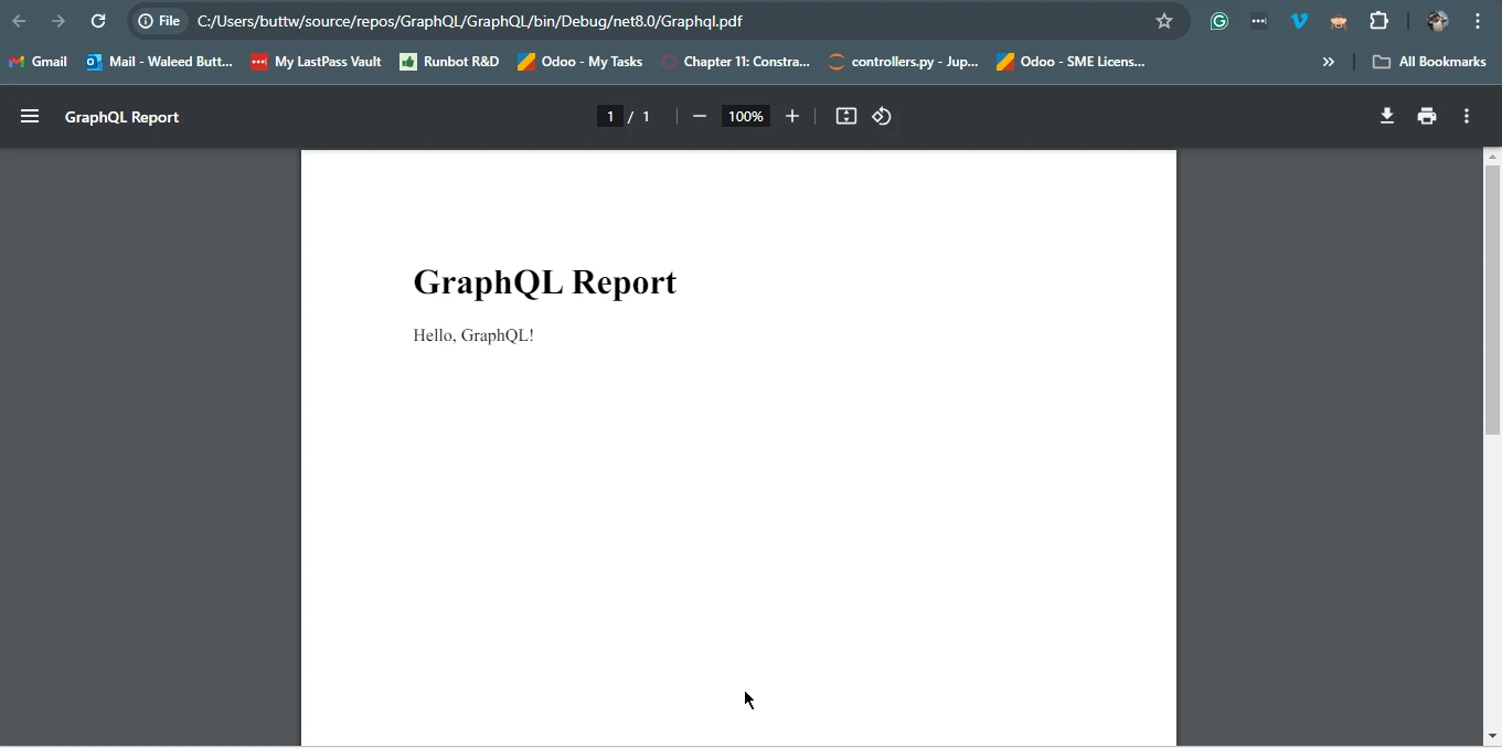 GraphQL C# (How It Works For Developers): Figure 2 - Outputted PDF from the previous code