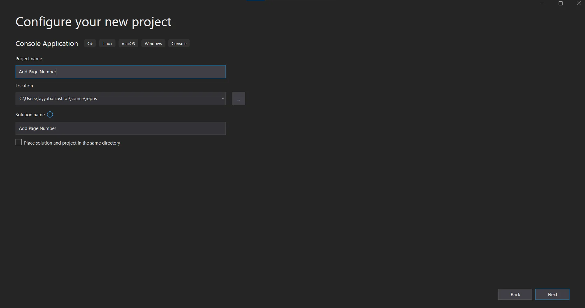 How to Add Page Numbers in PDF using C#, Figure 3: Configure your new project