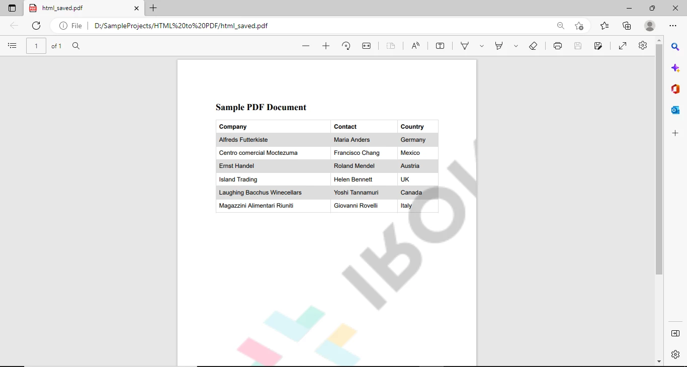 How to Create a Table in a PDF Document Using Java (Tutorial), Figure 6: Final PDF document with styling