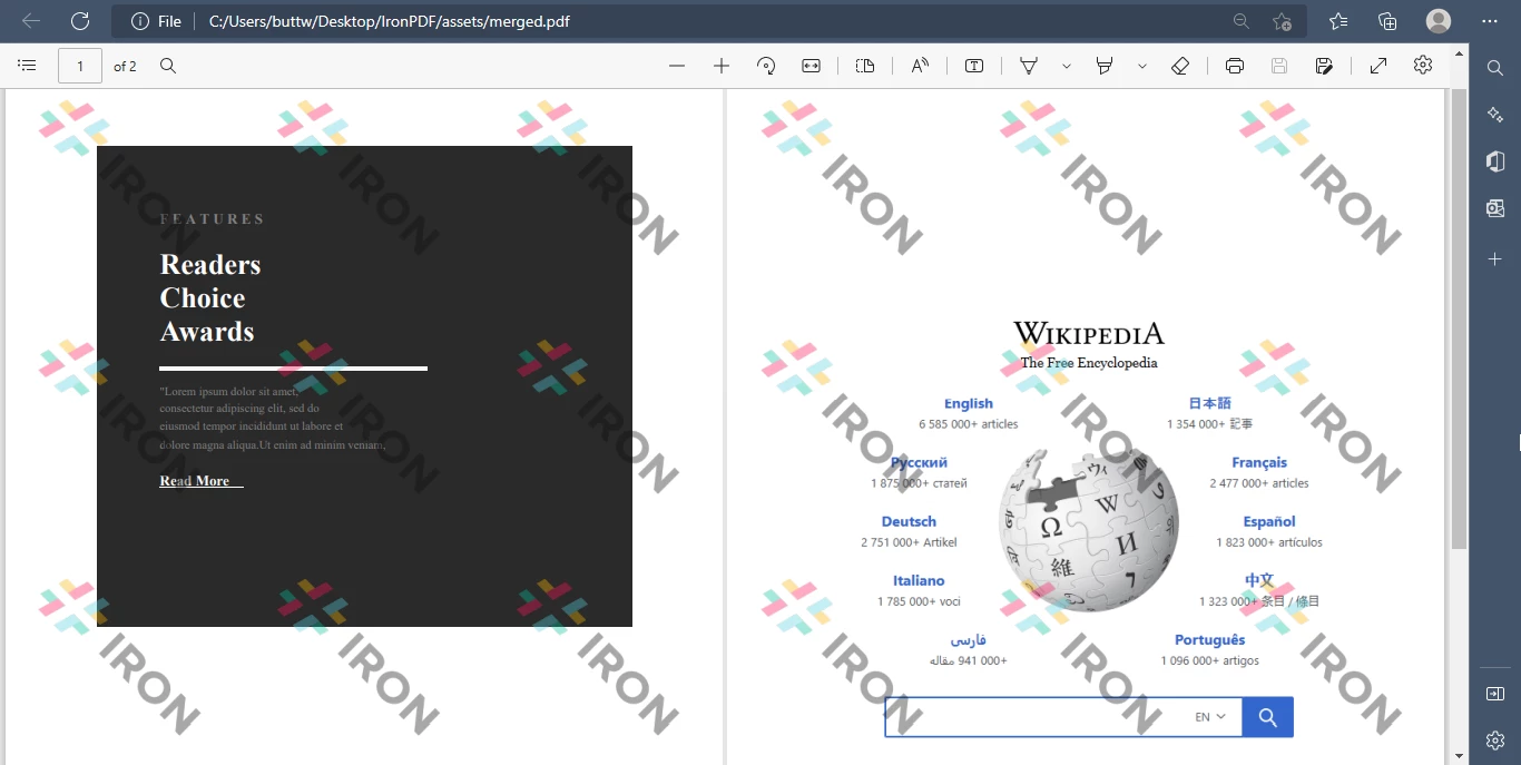 How to Merge Two PDF Files Using Java, Figure 6: Existing PDF Merger Output