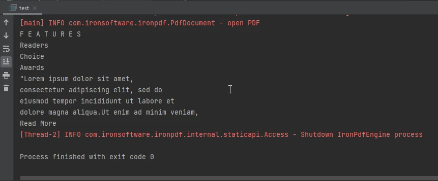 How to Read a PDF File in Java, Figure 1: The console output