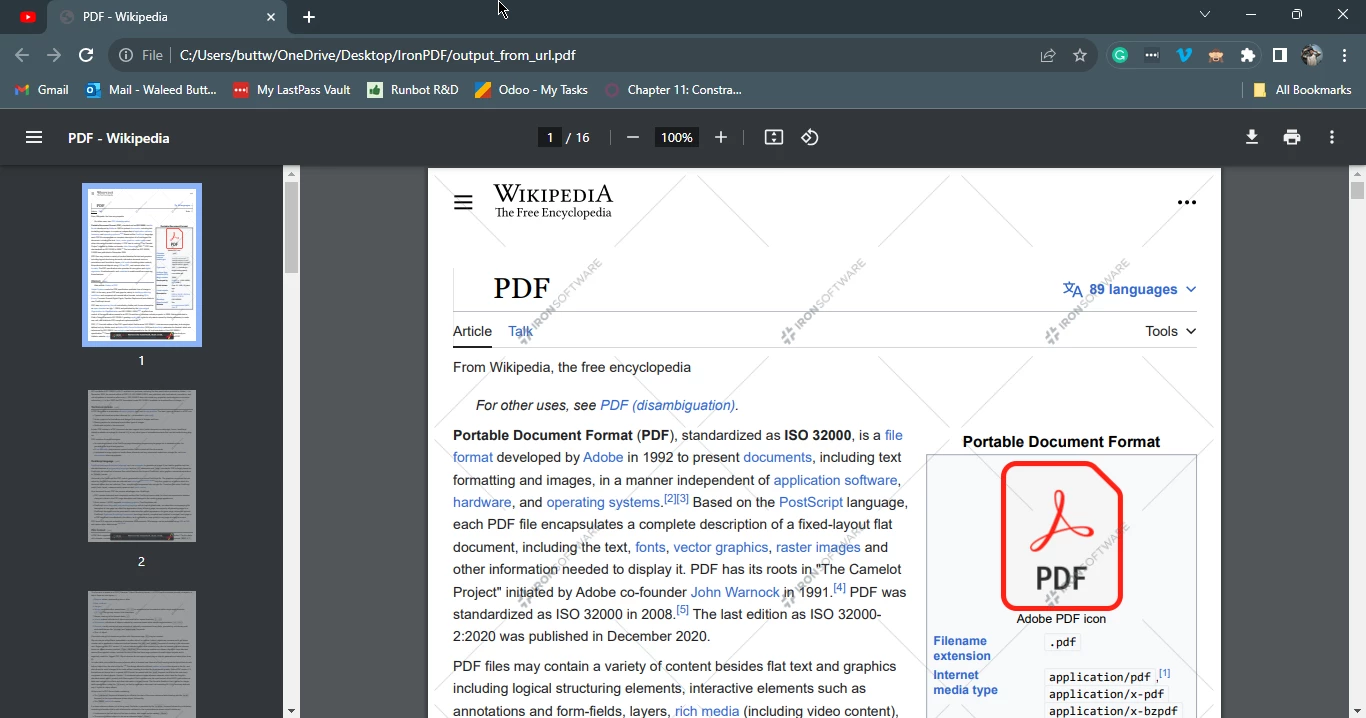 Convert HTML to PDF in Node.js Without Puppeteer, Figure 1: Output PDF generated from a URL using IronPDF library