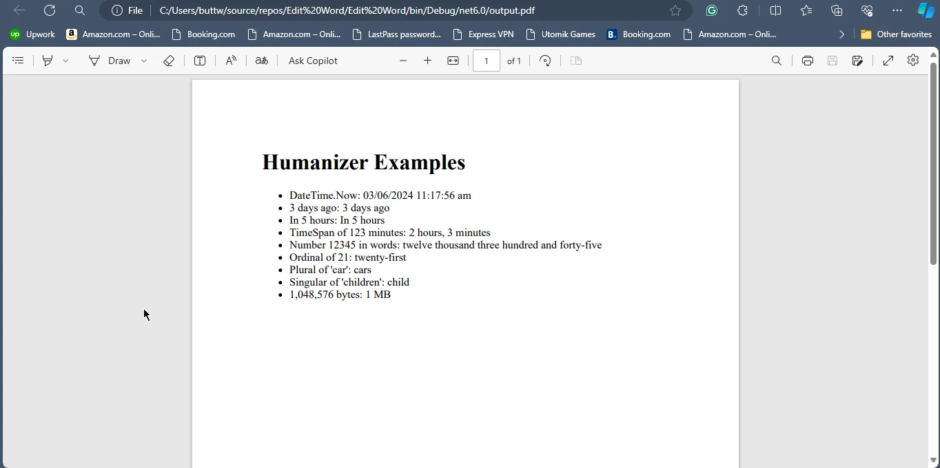 Humanizer C# (How It Works For Developers): Figure 11 - PDF Output