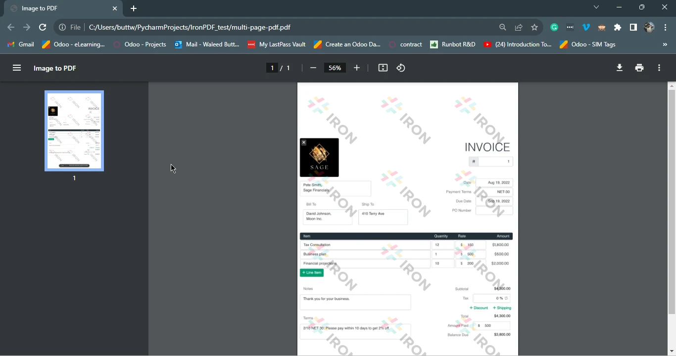 How to Convert Image to PDF in Python, Figure 1: An invoice output as a PDF