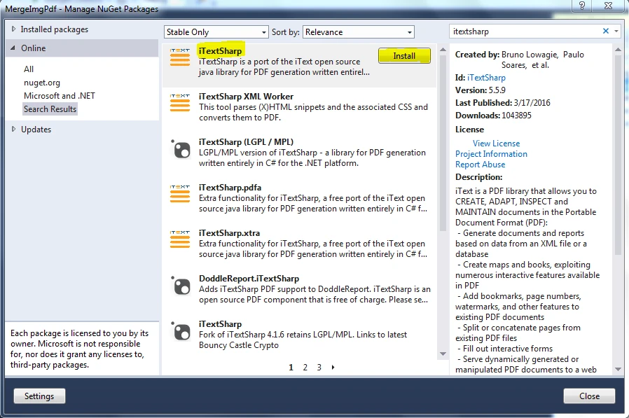 A Comparison between iTextSharp and IronPDF For Editing PDF: Figure 1 - Create PDF Using iTextSharp in C#.