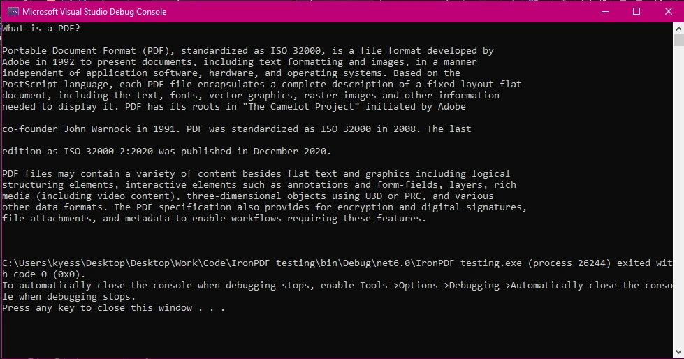 iText 7 console output