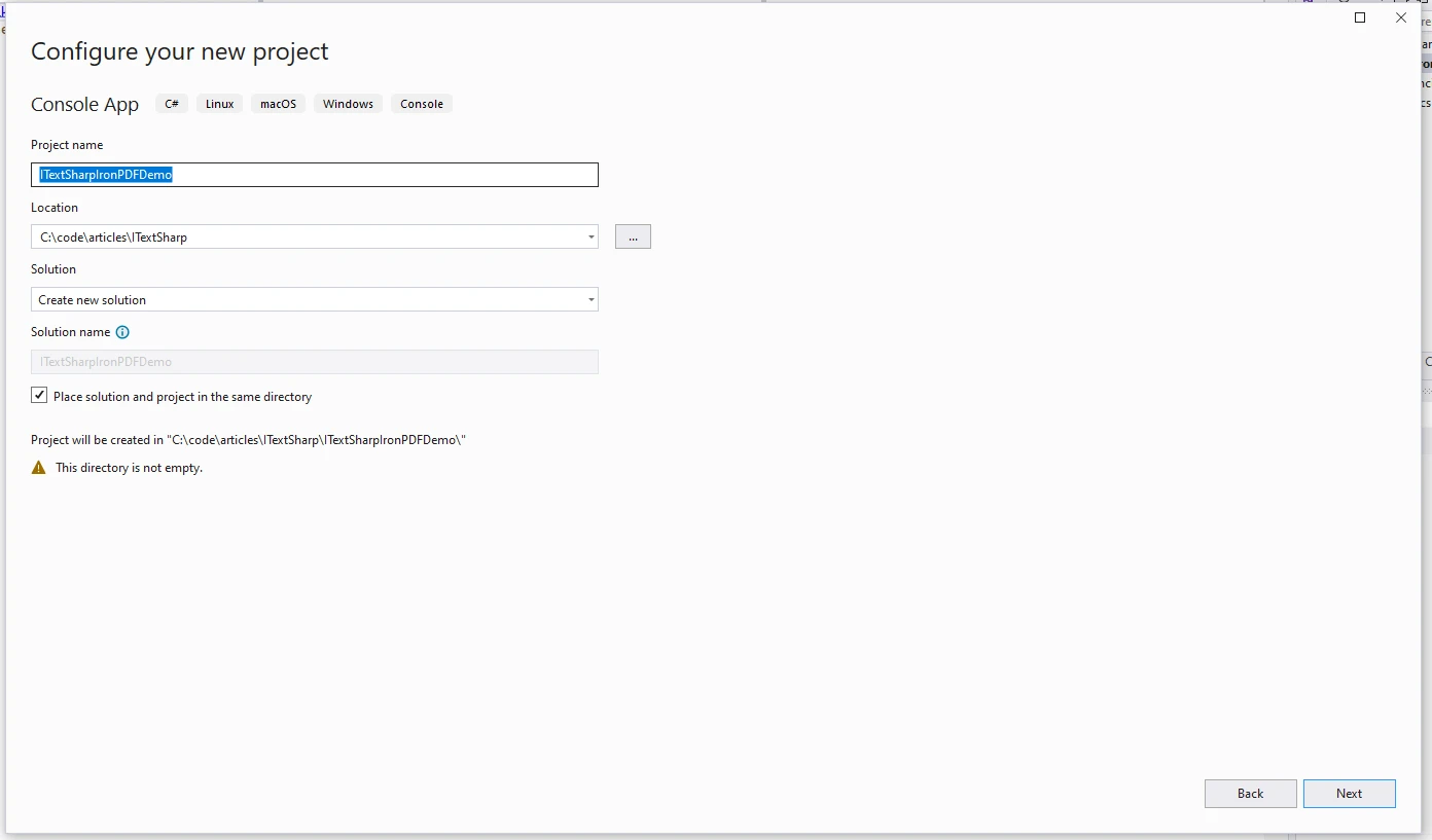 iTextSharp Read PDF Alternatives (Developer Tutorial): Figure 2 - Project Configuration