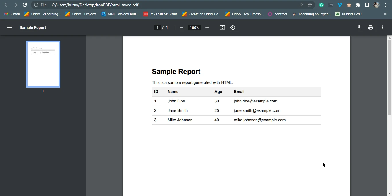 How to Generate PDF Report in Java, Figure 5: The output PDF file